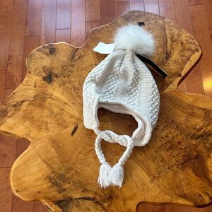 Charming Knit Kids Hat with Pom Pom - Cream❤️0/S